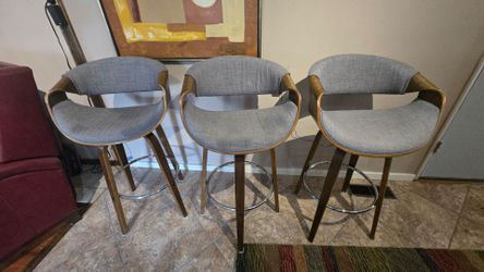 3x retro bentwood bar stools swivel