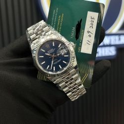 Rolex Datejust 41MM Blue Stick Dial Like New  On Jubilee