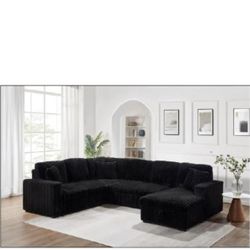 Ikon Home Oversized Black And Gray Storage +  Sleeper Sectional Sofa For Sale! 