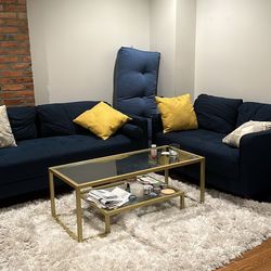 2 Blue Couch Set 