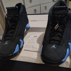 Jordan 14 Black/ Unc Blue Size 13 And Size12 Brand New 