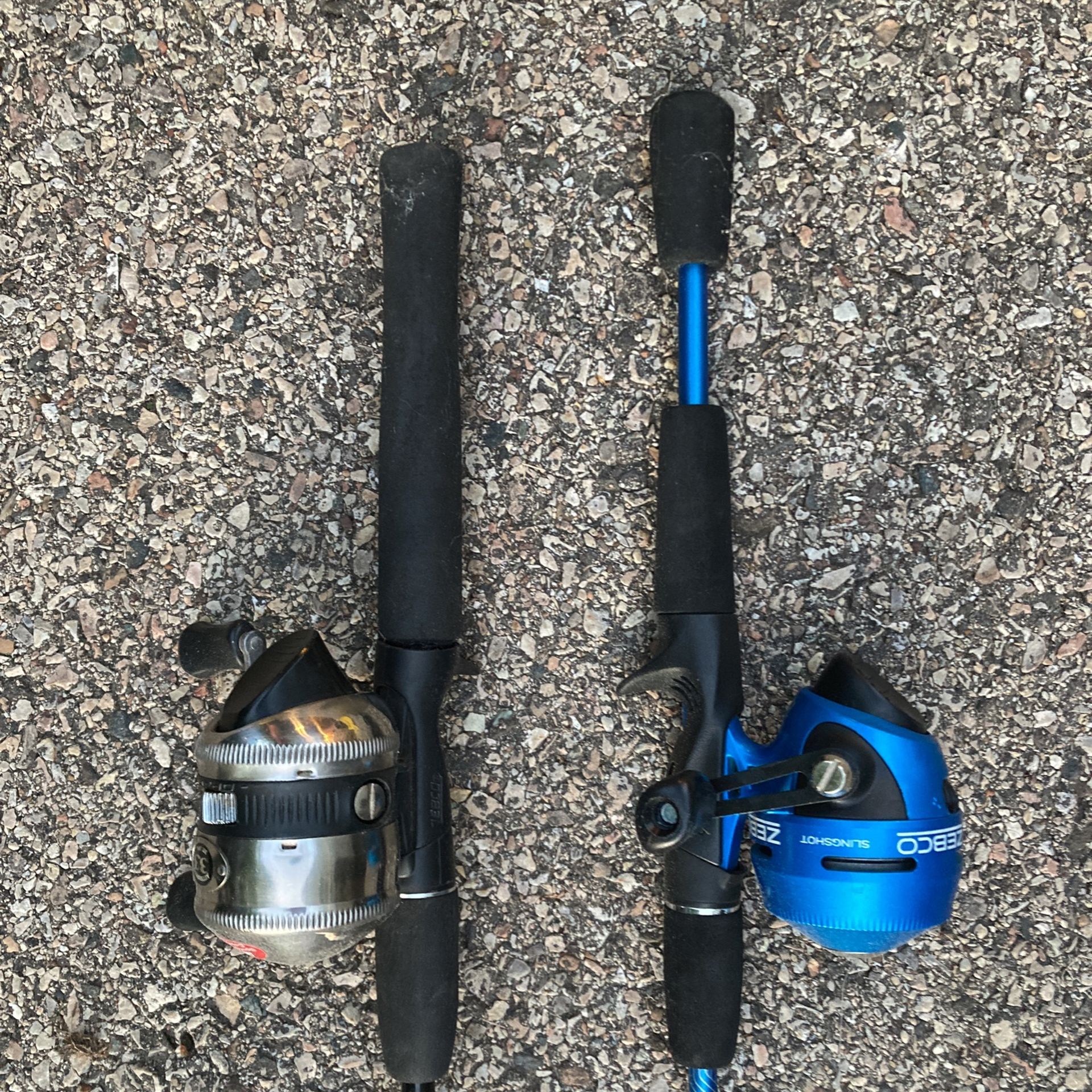 2 Zebco Push Button Fishing Rods