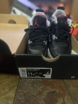 Air Jordan 4 Reimagined Black, Red & Grey in Size 11c Toddler/Kids