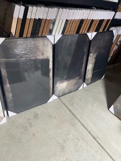 3-Piece Framed Black Abstract Canvas Wall Art Set 36” x 24” Each