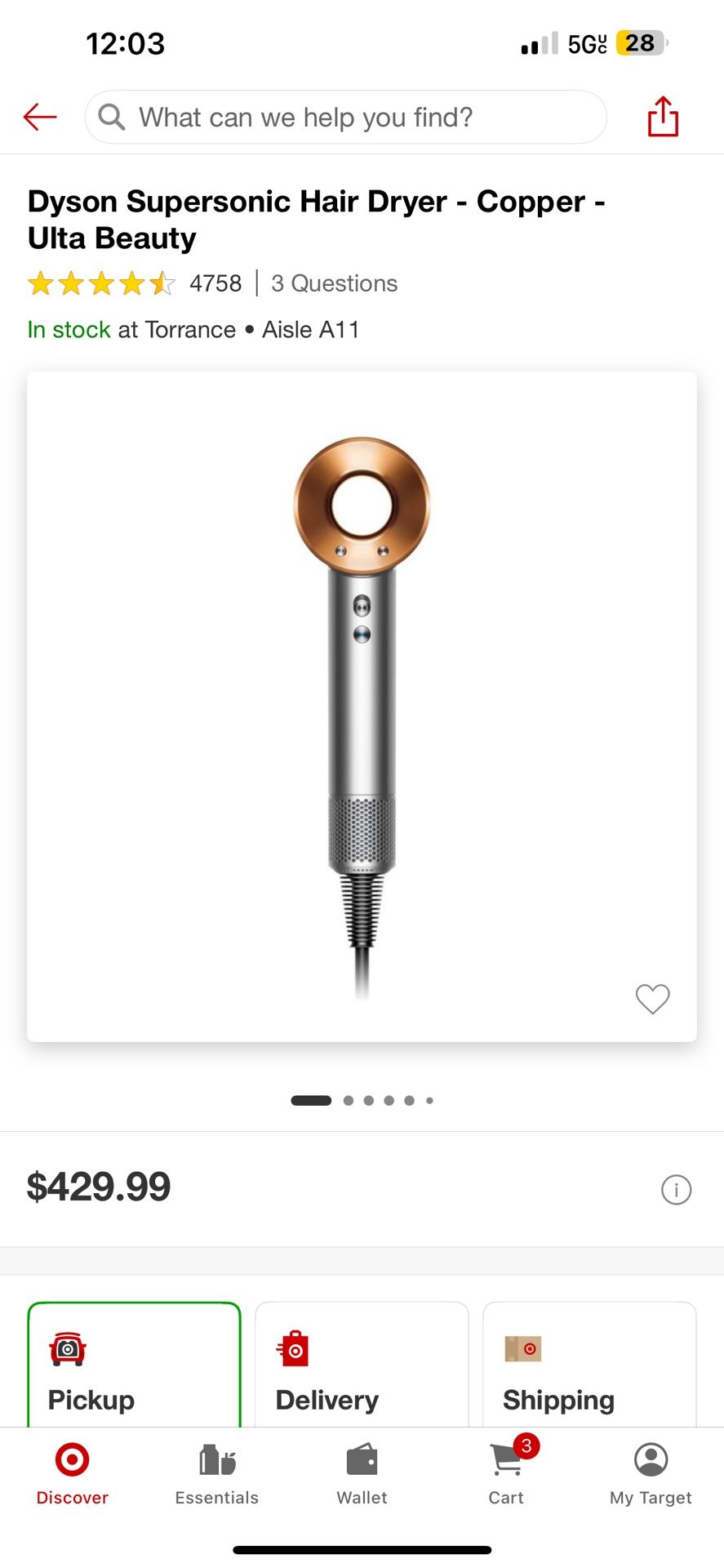 Like New Slightly Used Dyson Supersonic Hair Dryer - Copper 