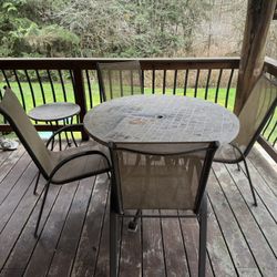 Stone Table With Four Chairs And Side Table