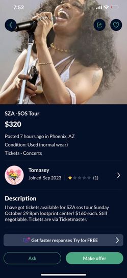 SZA Tickets BE AWARE Of This “Thomas” Guy!
