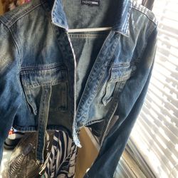 Fashion Nova Jean Jacket Crop Top Size XL