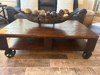 Rustic Industrial Wood and Metal cocktail table