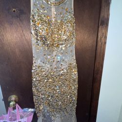 ✨ Gold Rhinestone Prom & Evening Gown ✨