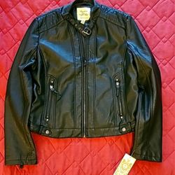 Juniors Faux leather pleather jacket size L Maralyn & Me