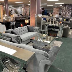 Tufted Velvet Living Room Set