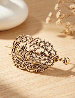 Vintage Gold Floral Hair Stick Barrette