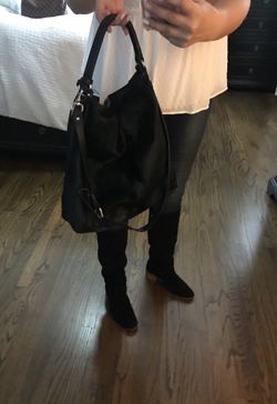 Gianni Chiarini Black Calf Hair Embossed Crossbody/ Tote Handbag Made in Italy