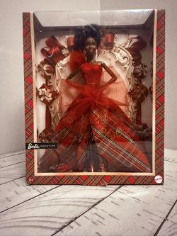 Barbie Signature 2024 Holiday Barbie Fashion Doll, Seasonal Collector Gift, Brown Hair with Plaid Gown