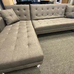 Grey Modern Small Space Sectional  Was $1299 Online Now $500 2 Left Can Reverse Chaise  