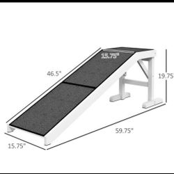 PawHut 60" Pet Ramp for Dogs & Cats with Non-Slip Carpet, White
