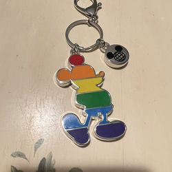 Disney Parks Exclusive  Rainbow Mickey Mouse  Keychain 