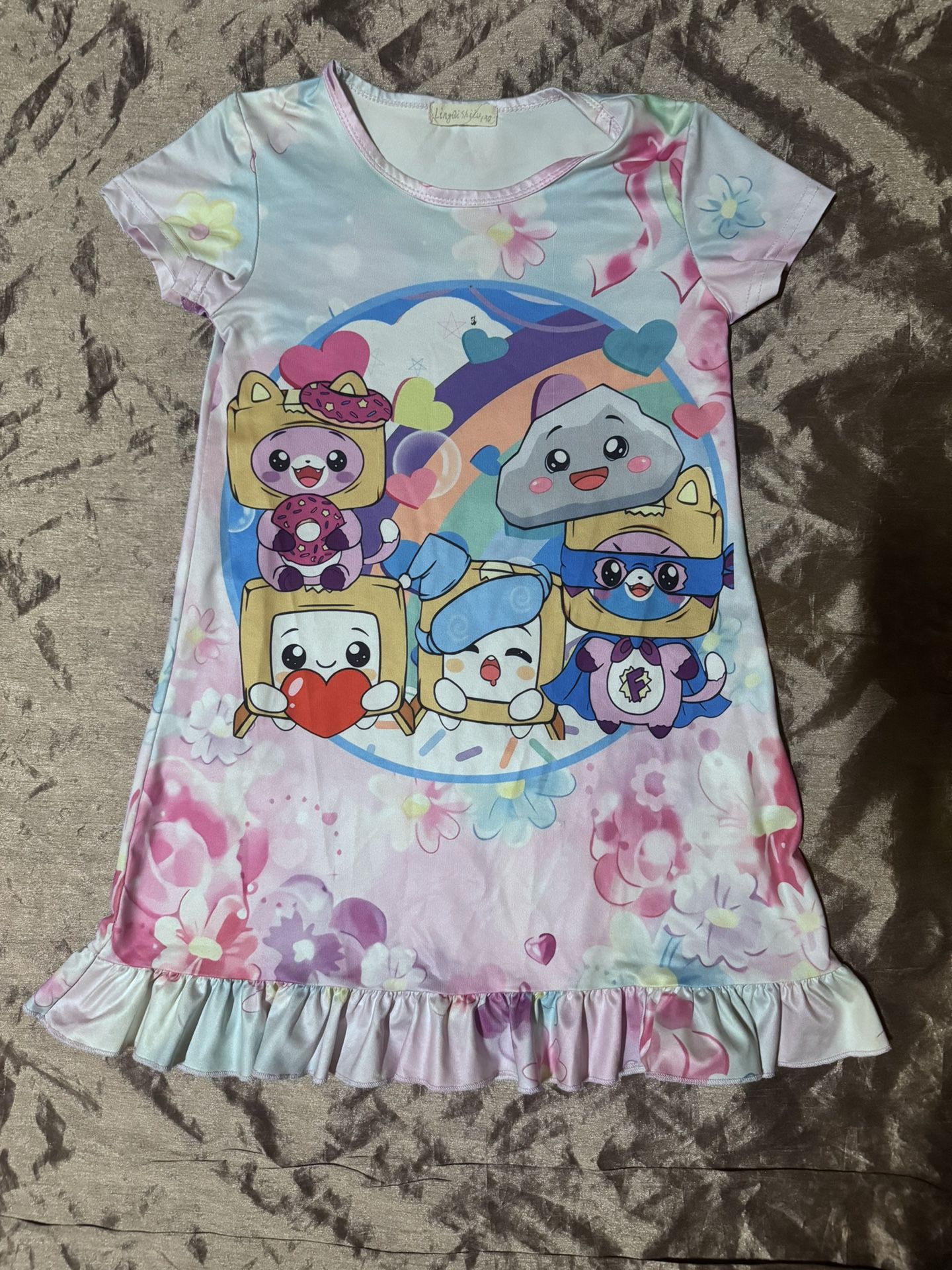 YouTube Lanky Box Girls size 6 Kids Nightgown Pajamas Sleepwear Dress Boxy Foxy