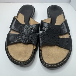 Sofft Black Leather Slide Sandals Size 8.5M 