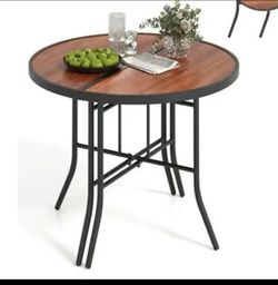 Half-Round Patio Side Table Folding Event Table with Metal Frame
