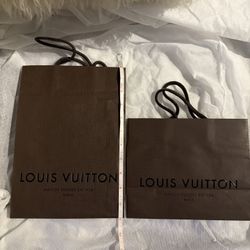 Authentic Louis Vuitton Brown Paper Shopping Bags With Handles - Set Of 2