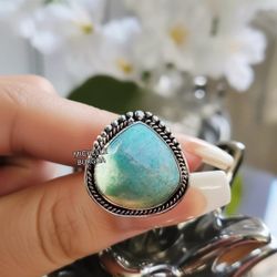 Amazonite Stone Ring  925 Silver