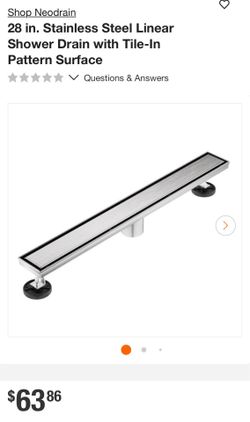 Brand new open box Neodrain 28 in. Stainless Steel Linear Shower Drain with Tile-In