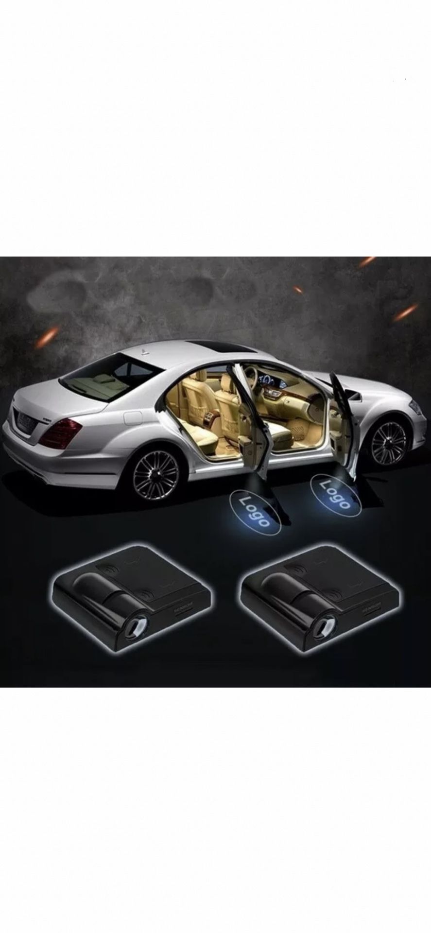 Brand New 2 pcs Universal Wireless Car Projection LED Projector Door Shadow Light Welcome Light Laser Emblem Logo Lamps Kit, No Drilling