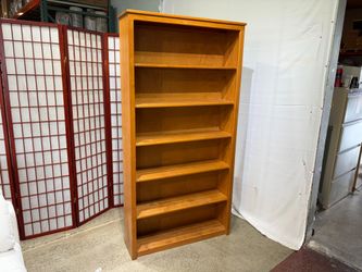 Simple Six Shelf Wood Bookcase