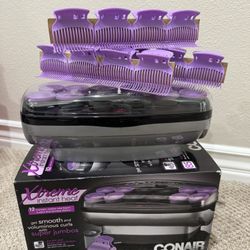 Conair Hot Rollers for Long, Medium & Short Hair, 12 Ceramic Flocked 1½-Inch and 1¾-Inch Heated Hair Rollers with Clips, Hot Curlers for Women, Volume