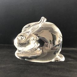 Vintage Kristaluxus Clear Lead Crystal Rabbit Sculpture Paperweight
