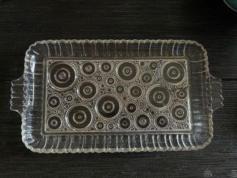 Vintage Anchor Hocking Colonial Lady  Clear Glass 6x11 Snack Party Tray