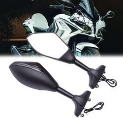 Motorcycle LED flashing rearview mirror mirrors for Yamaha YZF R6 600 Kawasaki Ninja 250R 650R 500R