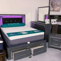 Lodanna Gray 4 Pieces Led Panel Bedroom Set By ASHLEY SAME DAY DELIVERY 