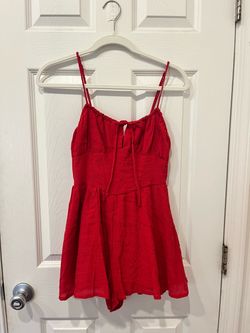 Red Spaghetti Strap Mini Romper - Windsor