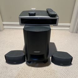 Bose Acoustimass Surround Sound Bass With Speakers, Media Control, Remote, And Wireless Bluetooth Adapter