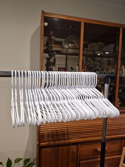 Set of 40 White Plastic Hangers