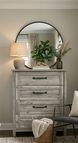 Rustic Gray 4 Drawer Tall Dresser