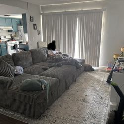 Grey corduroy modular couch