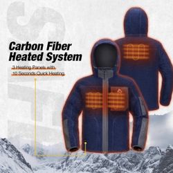NEW,Heated Jacket, Windproof Sherpa Heating Coat Detachable Hood,Battery Included, Medium