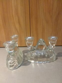 Vintage Glass Double Candle Holders