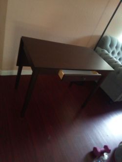 Dark Brown Wood Desk with Drawer