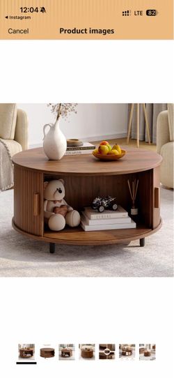 Onbrill fluted wood round coffee table