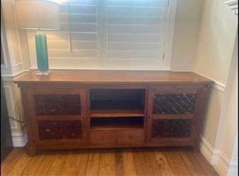 Wood TV Console with Cabinet Doors