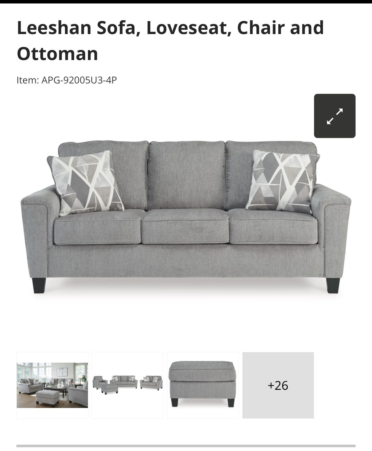 Ashley Furniture 4-Piece Leeshan Sofa And Ottoman
