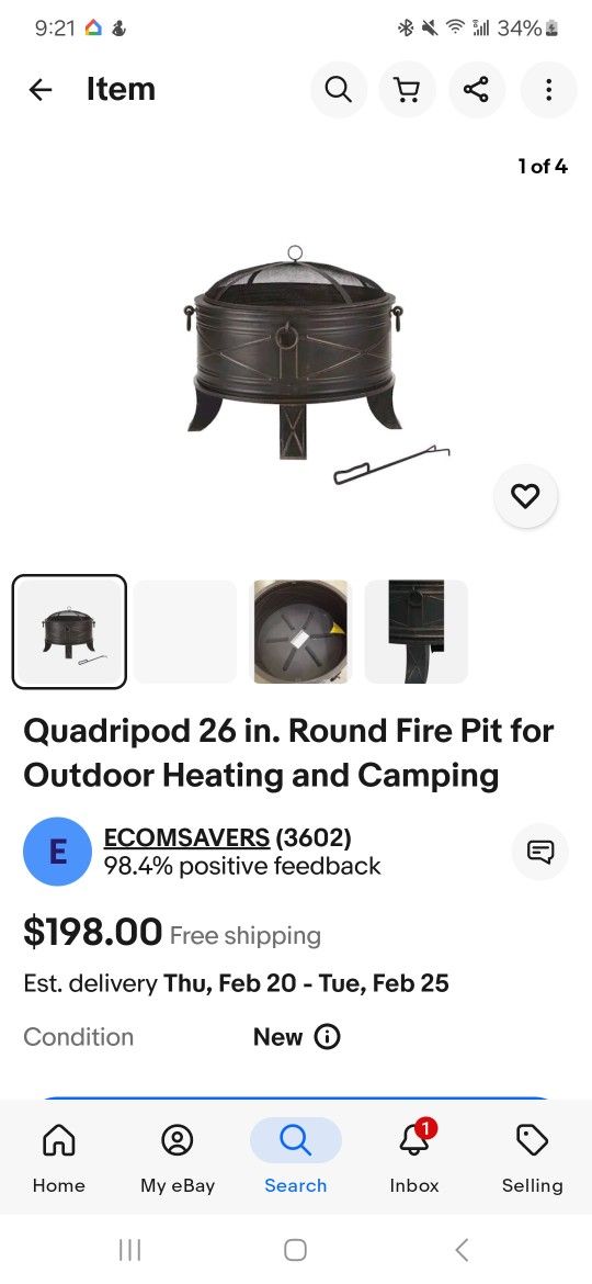 Hampton Bay Quadripod 26-inch Round Fire Pit.