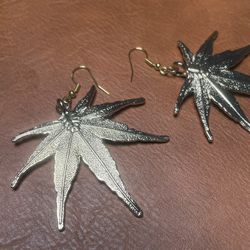 Large Gold Cannabis Earrings