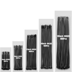 Zip Ties Assorted Size,6+8+12+14+18 Inch,60 LBS 500PCS Tensile Strength Heavy Duty Cable Wire Ties With Self-Locking Adjustable More Durable Nylon Tie