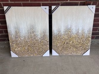 Madison Park Golden Glimmer Textured Design Canvas Wall Art Set of Two Must Pick UP